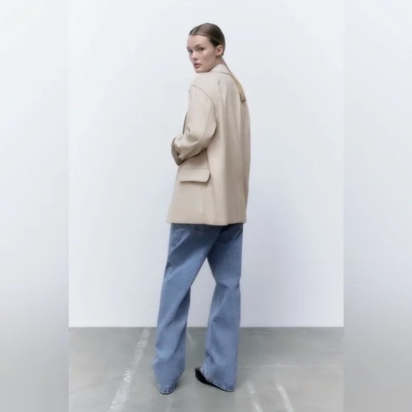 ZARA Soft Single Breasted Blazer Jacket Mink Marl NWT Size XS - Picture 4 of 4